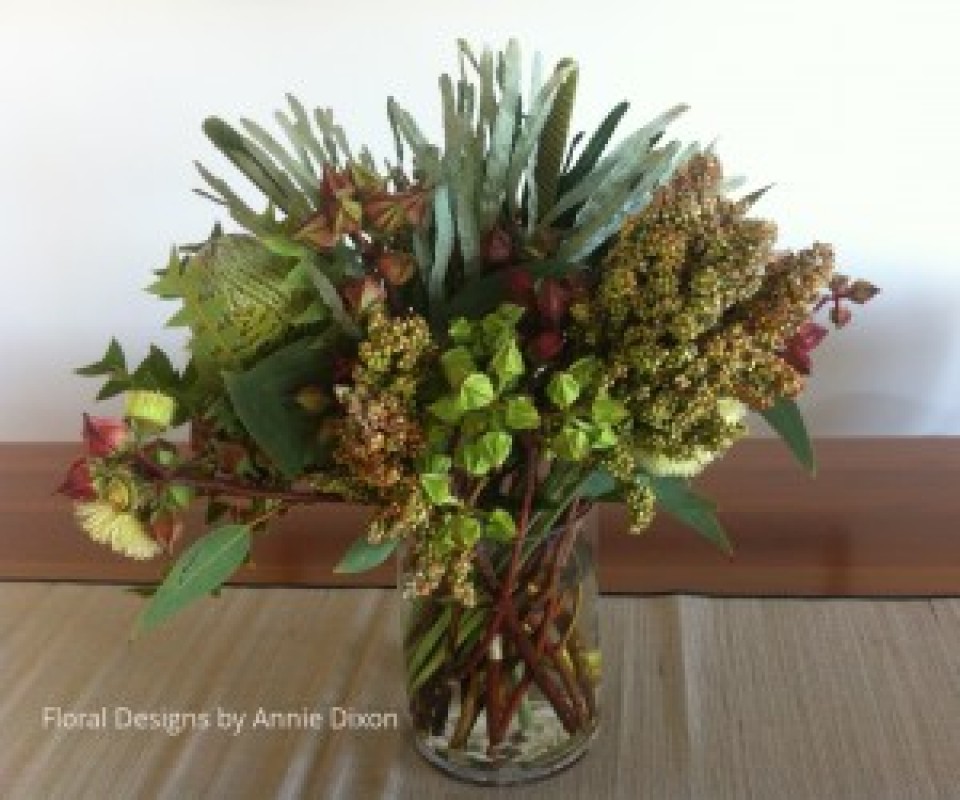 Dining room table arrangement of mixed natives