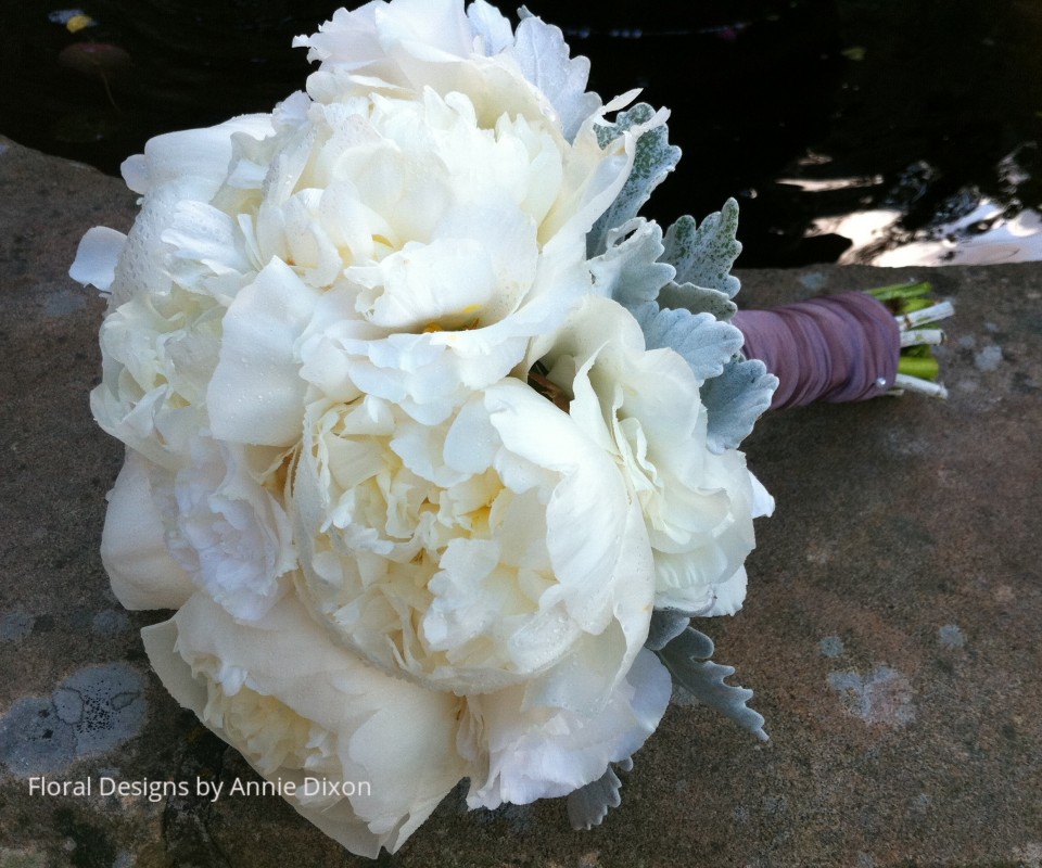Natural stem bridal bouquet of Peonies and Dusty