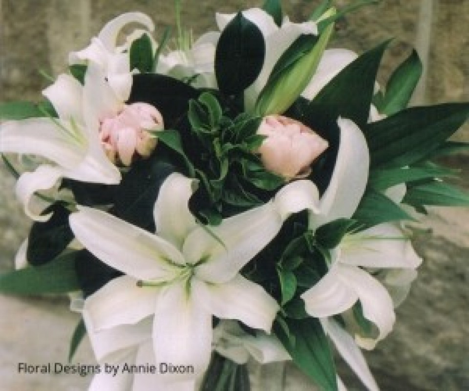 Oriental lily and peony natural stem bouquet