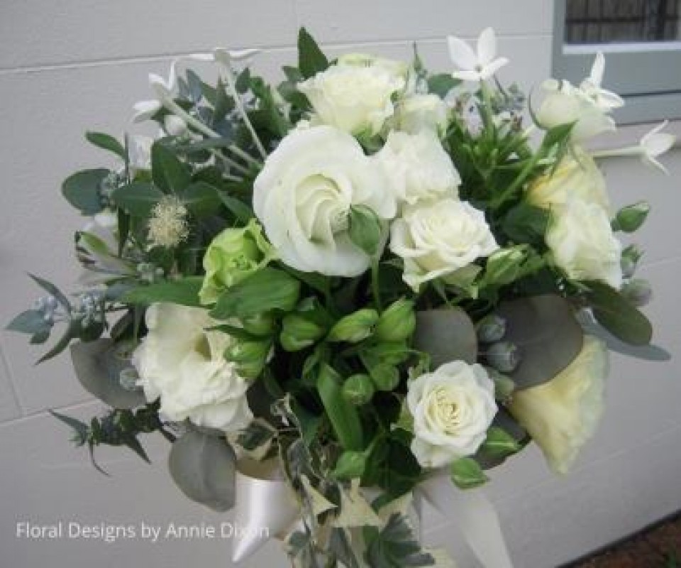 Informal bridal bouquet with gum foliage